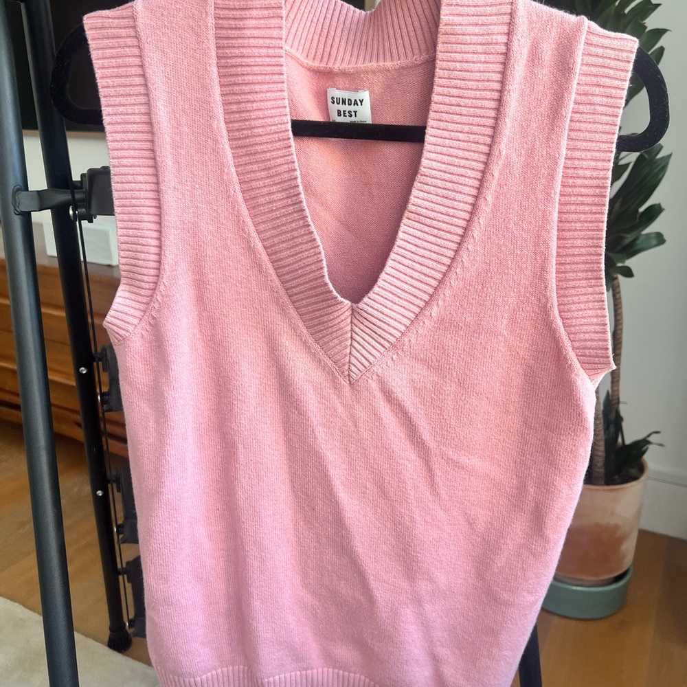 Sunday Best V-Neck Pink Sweater Vest